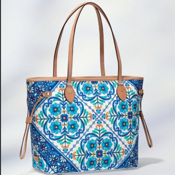 Brighton Handbags - BRIGHTON Blues Solene Coated Canvas Shopper Zip Shopper Tote Bag